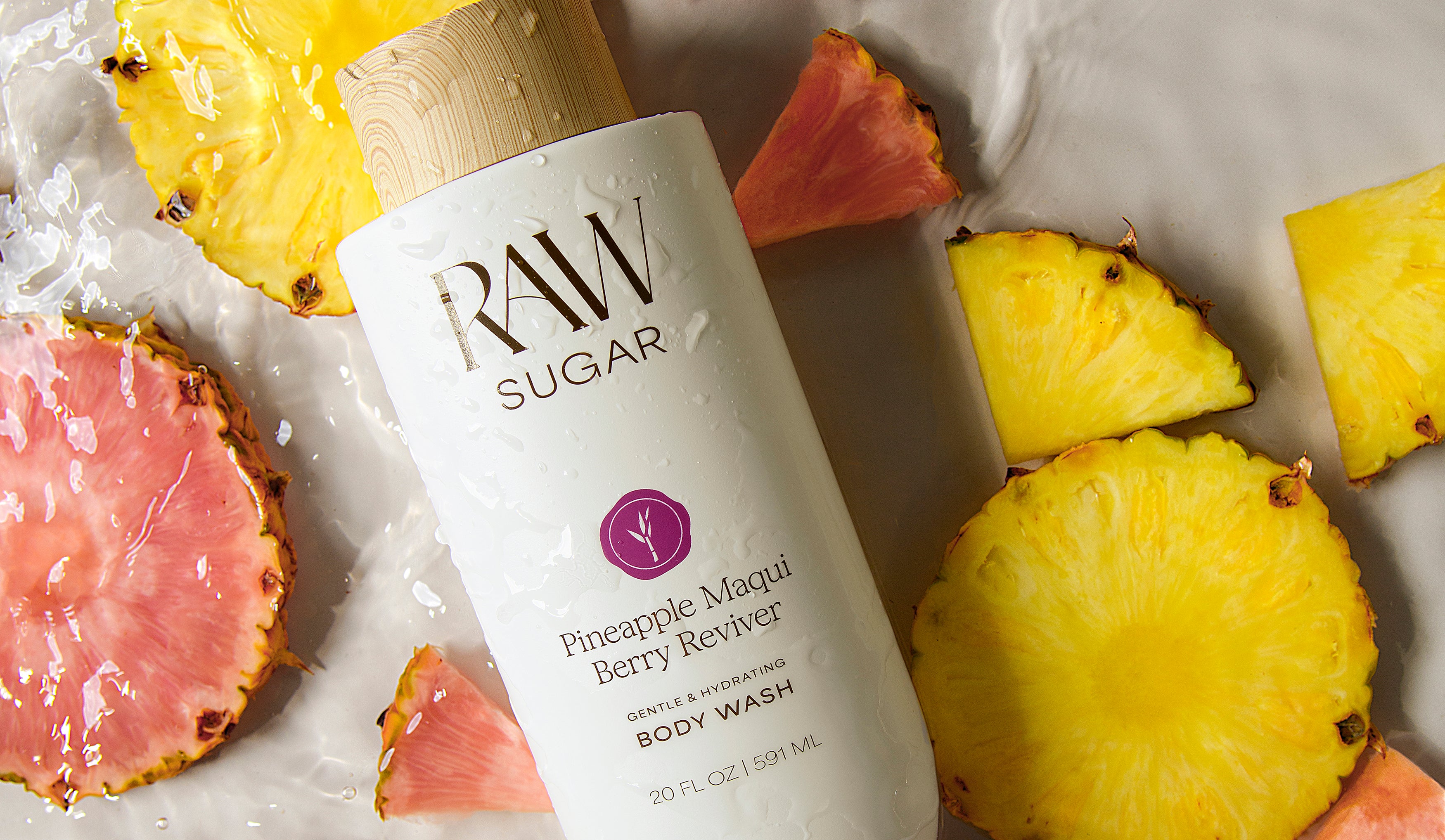 Raw Sugar Pineapple Body Wash to help cleanse with microbiome friendly, clean ingredients