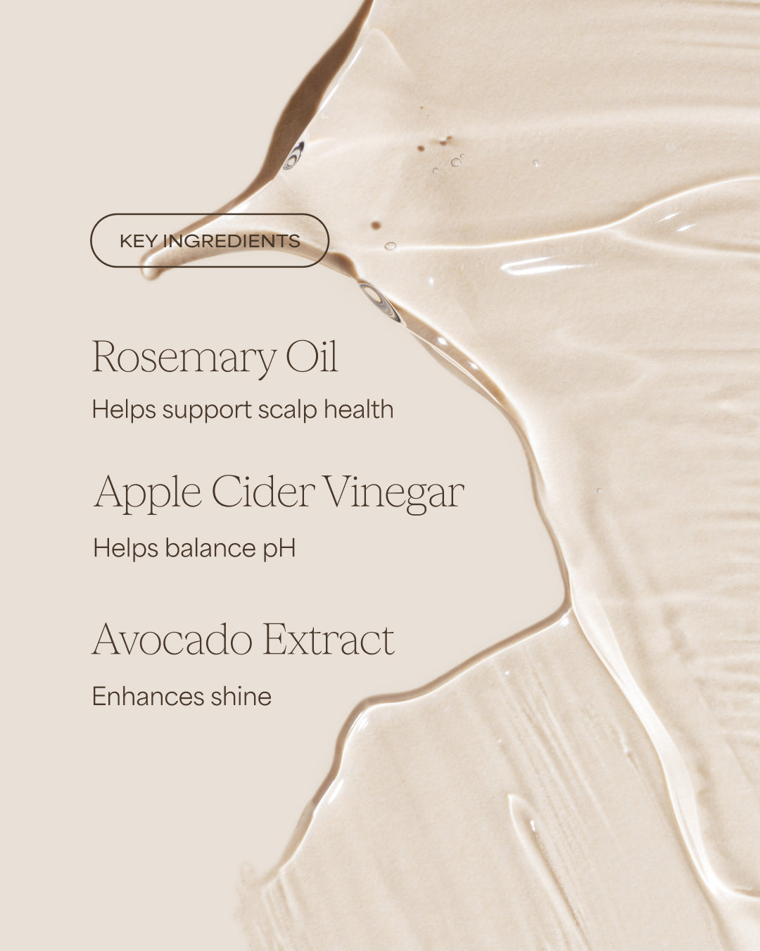 Product packaging with key ingredients listed on a beige background