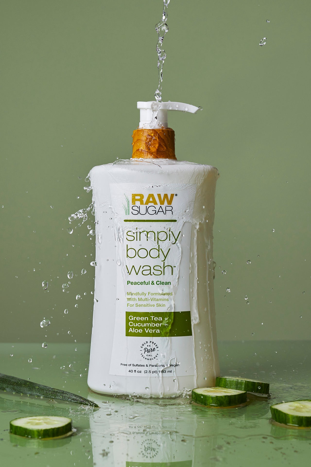 Simply Body Wash for Sensitive Skin | Green Tea + Cucumber + Aloe Vera | 40 fl oz