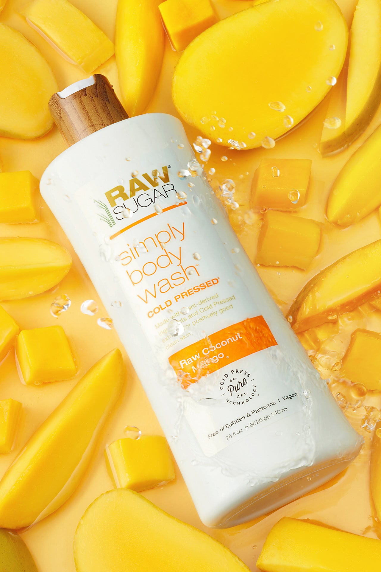 body wash laying on mango slices