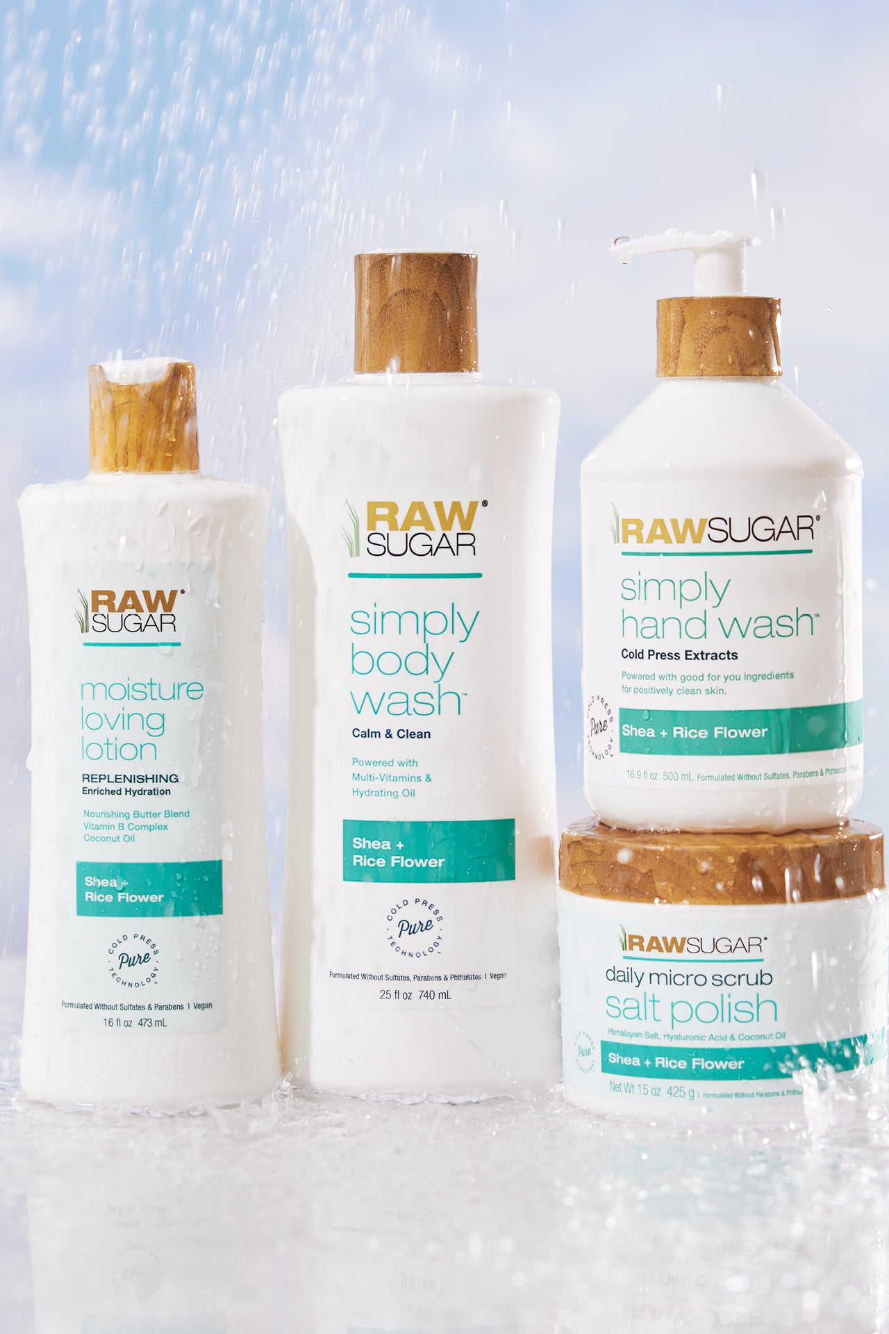 shea and rice flower vegan body care products
