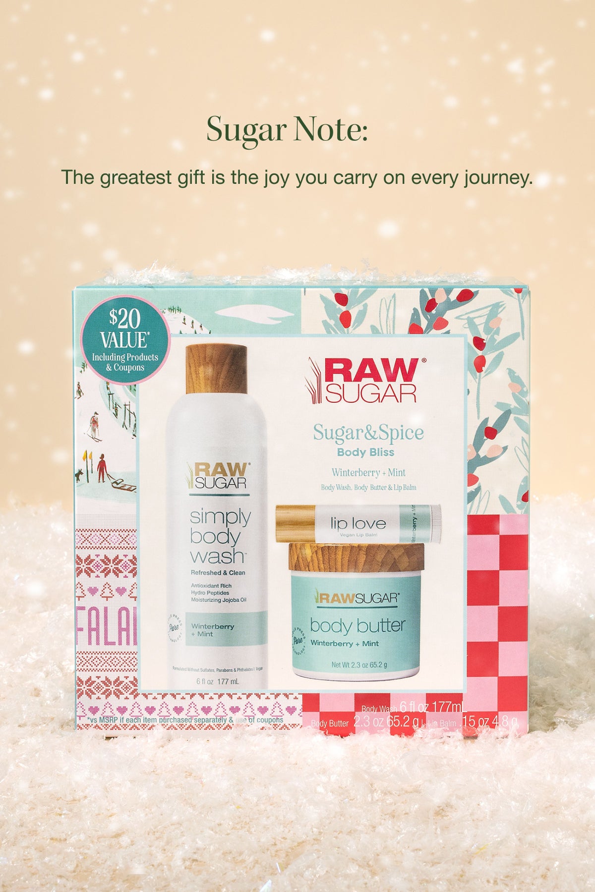 sugar note for Sugar & Spice Body Bliss Kit | Winterberry + Mint | 3 Piece Set