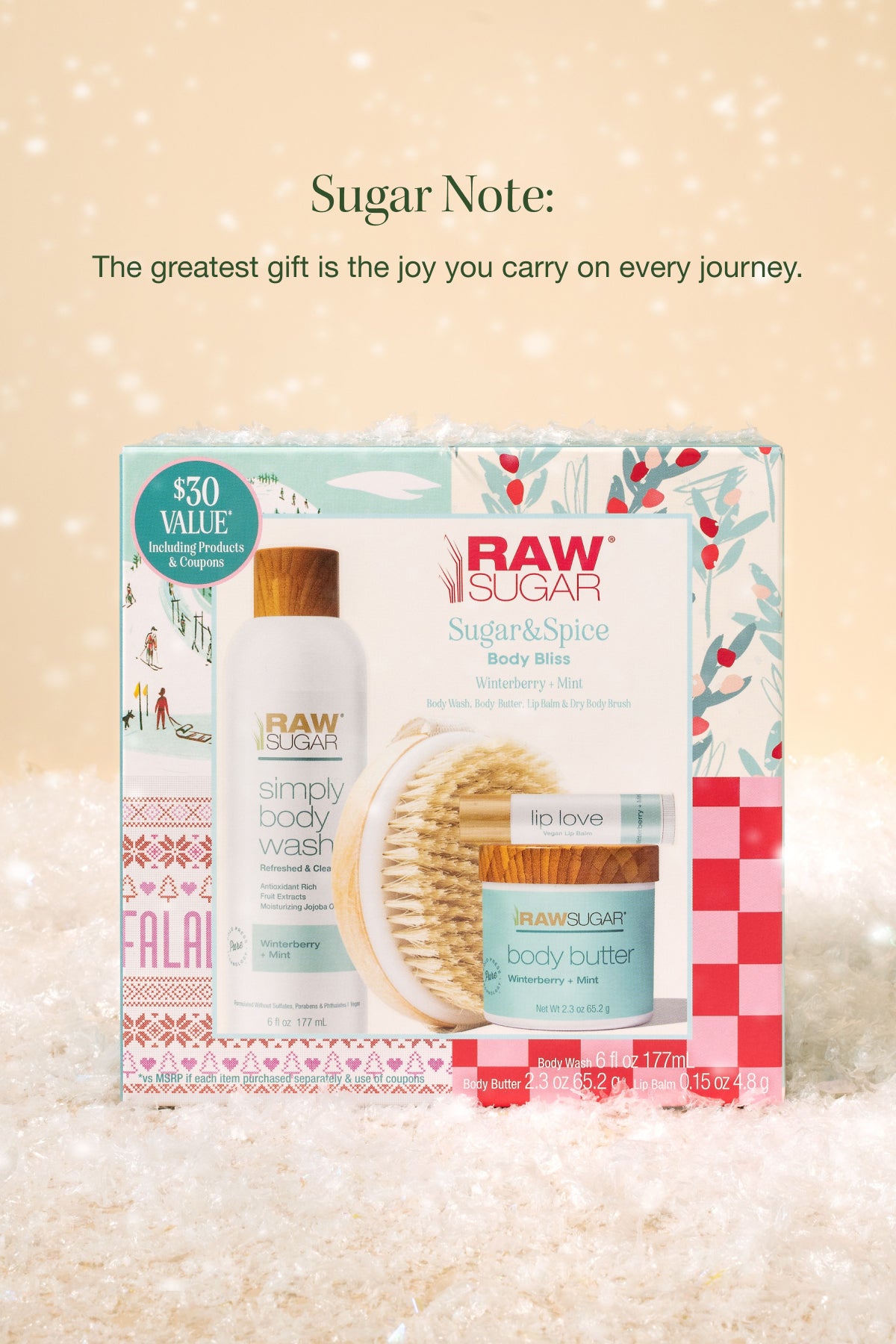 sugar note with Sugar & Spice Body Bliss Kit | Winterberry + Mint | 4 Piece Set