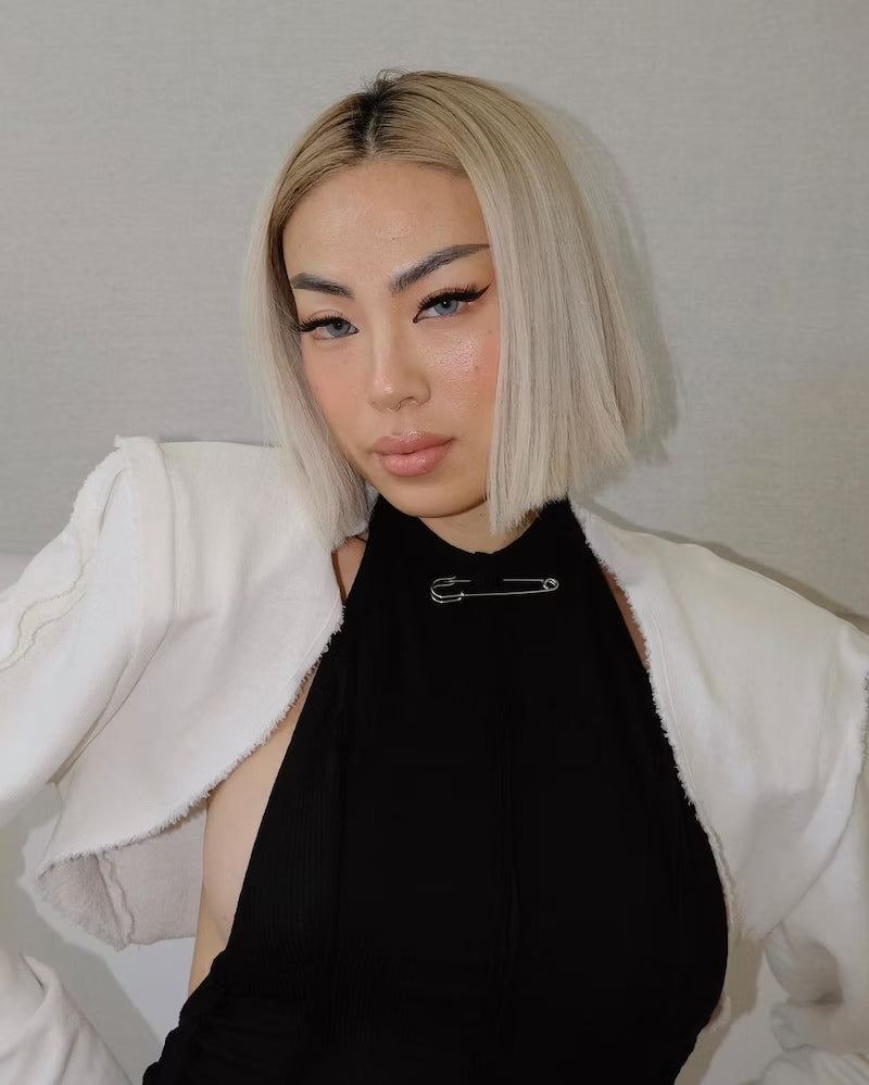 Ellen V Lora with Platinum Bob Hair
