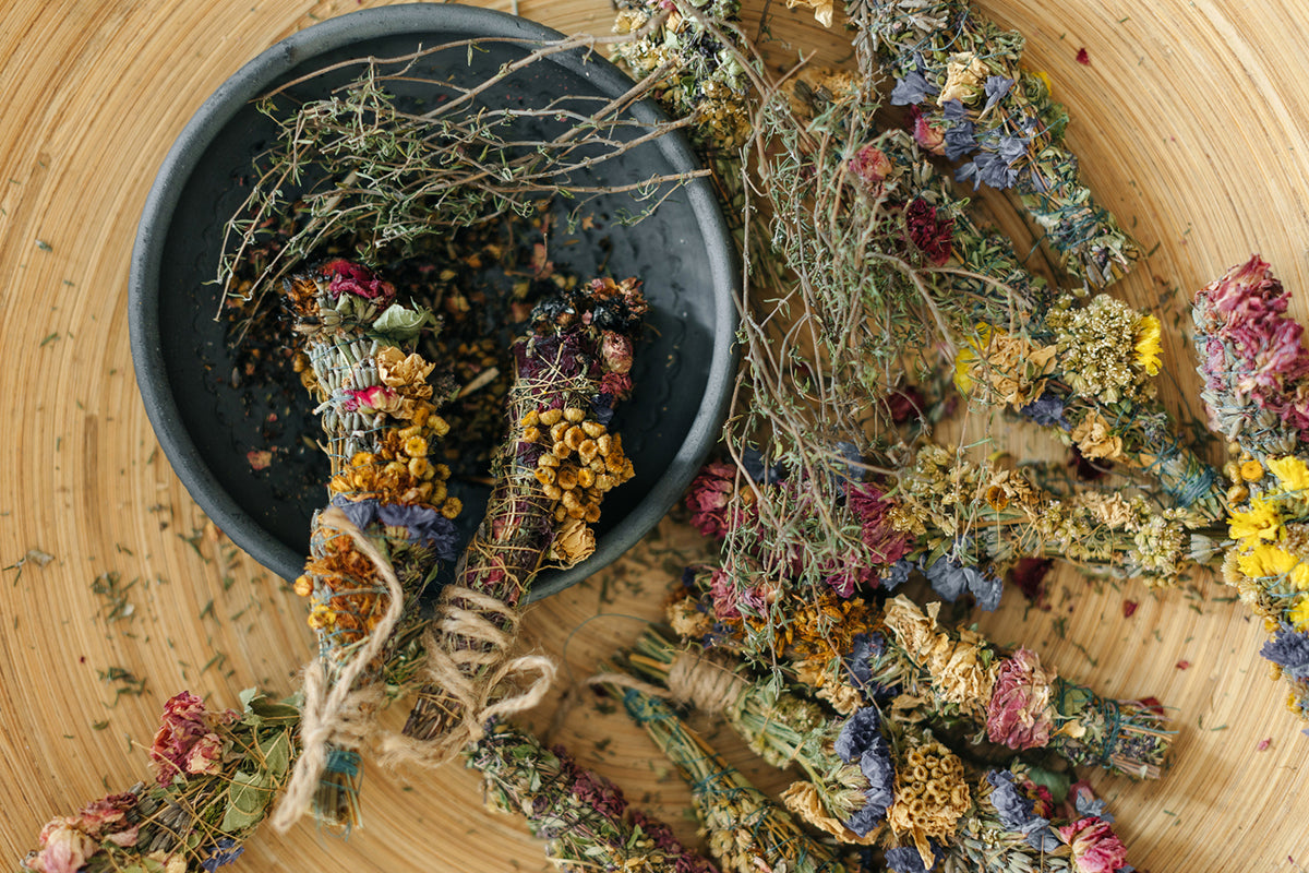 image of sage wrapped with flowers