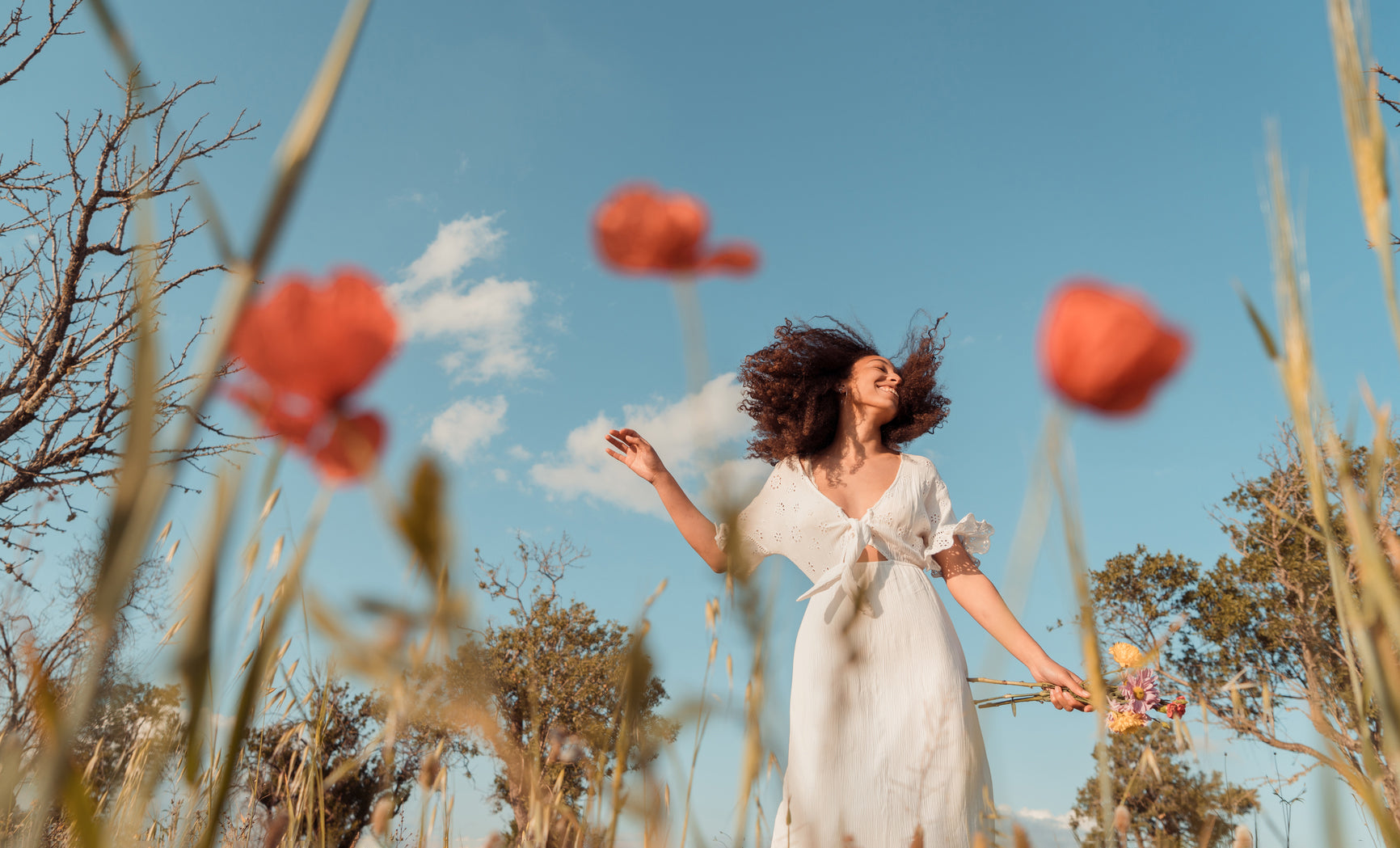 Girl in flower field