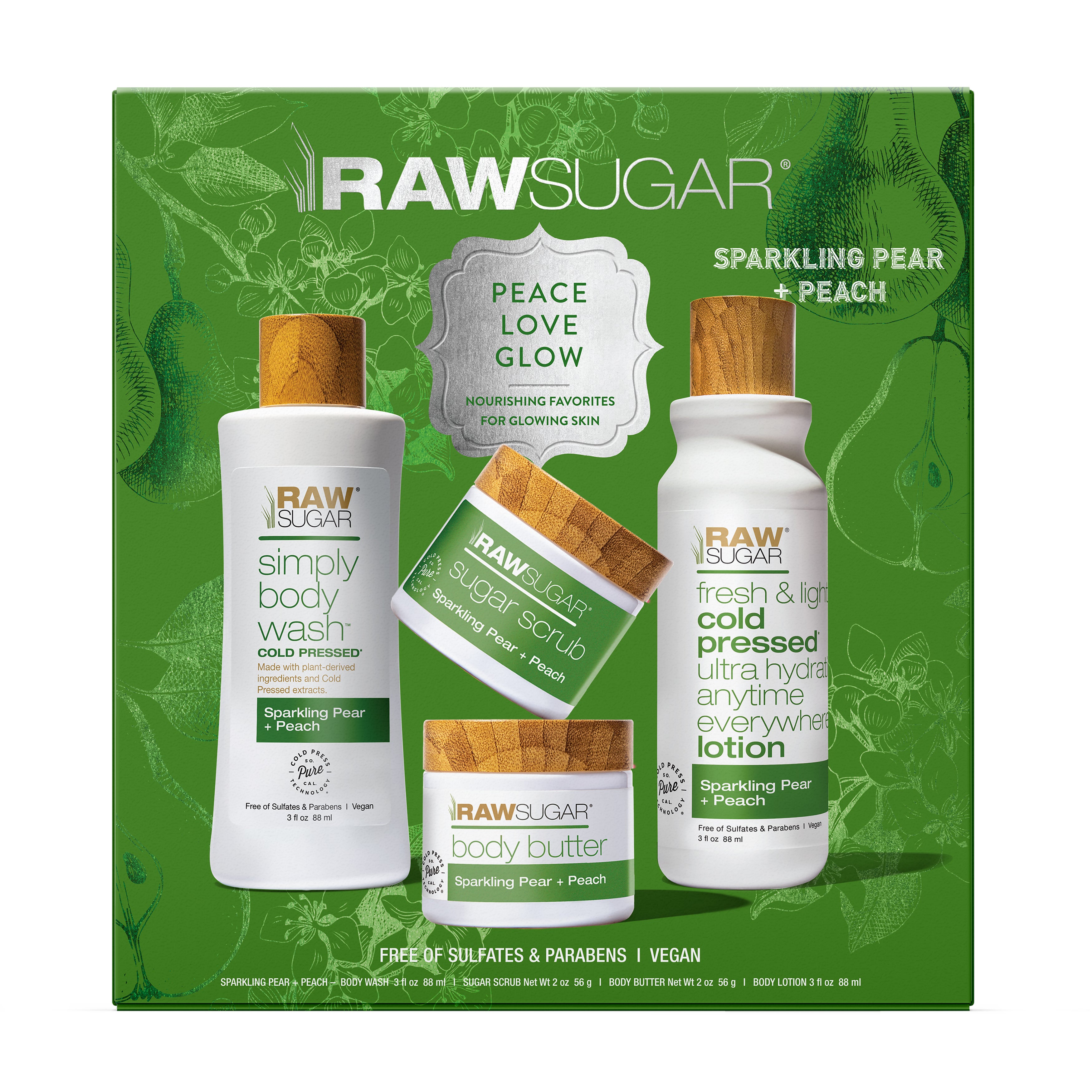 Raw Sugar's Peace Love Glow Gift Set