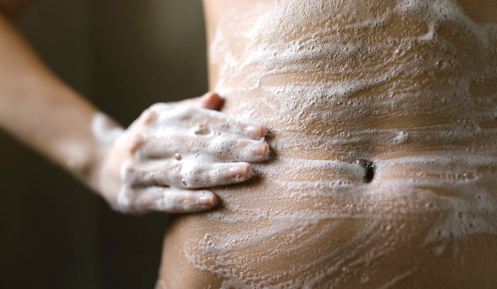 Soap lathered on body