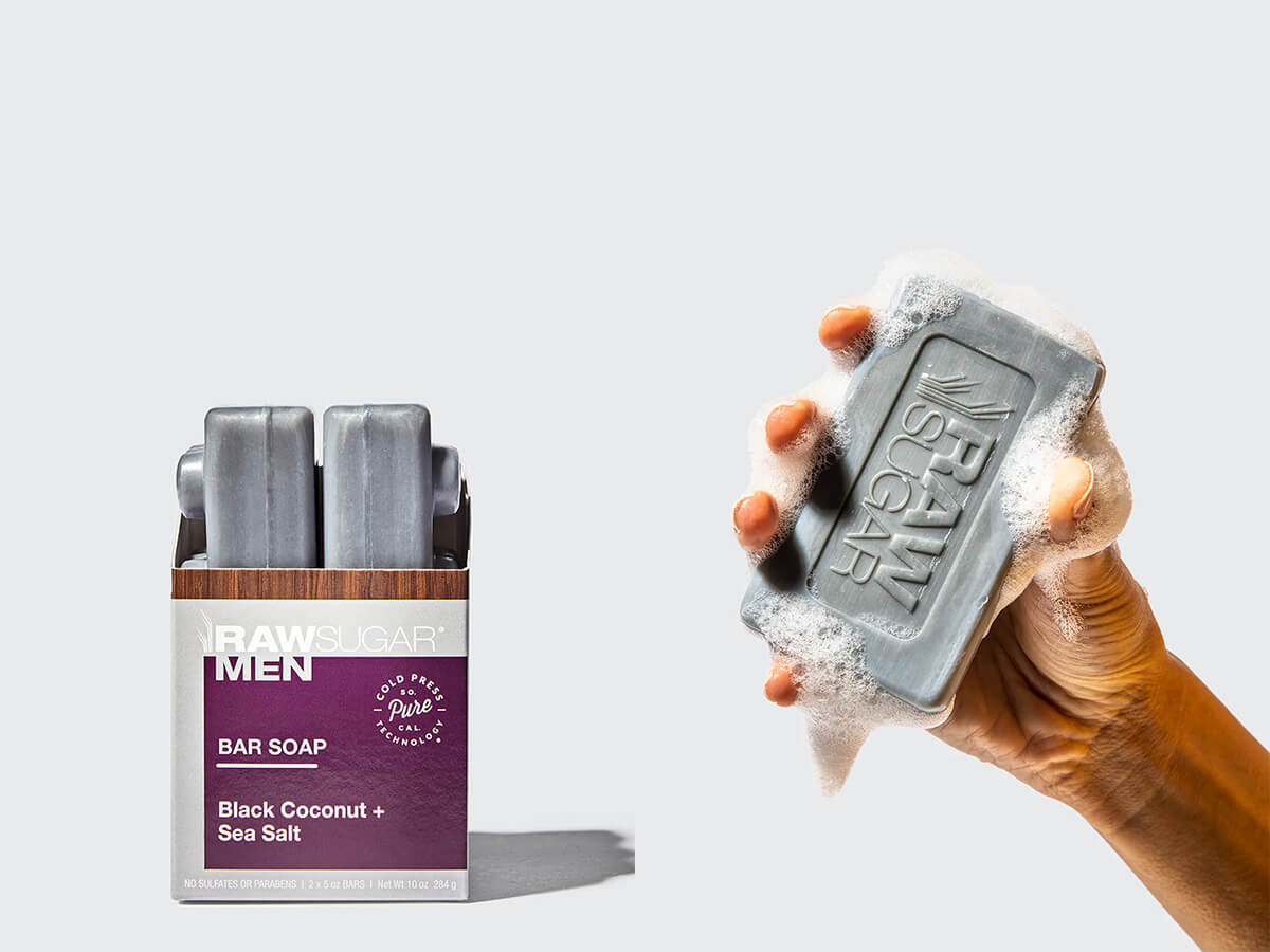 Raw Sugar Men's Black Coconut + Sea Salt Bar Soap