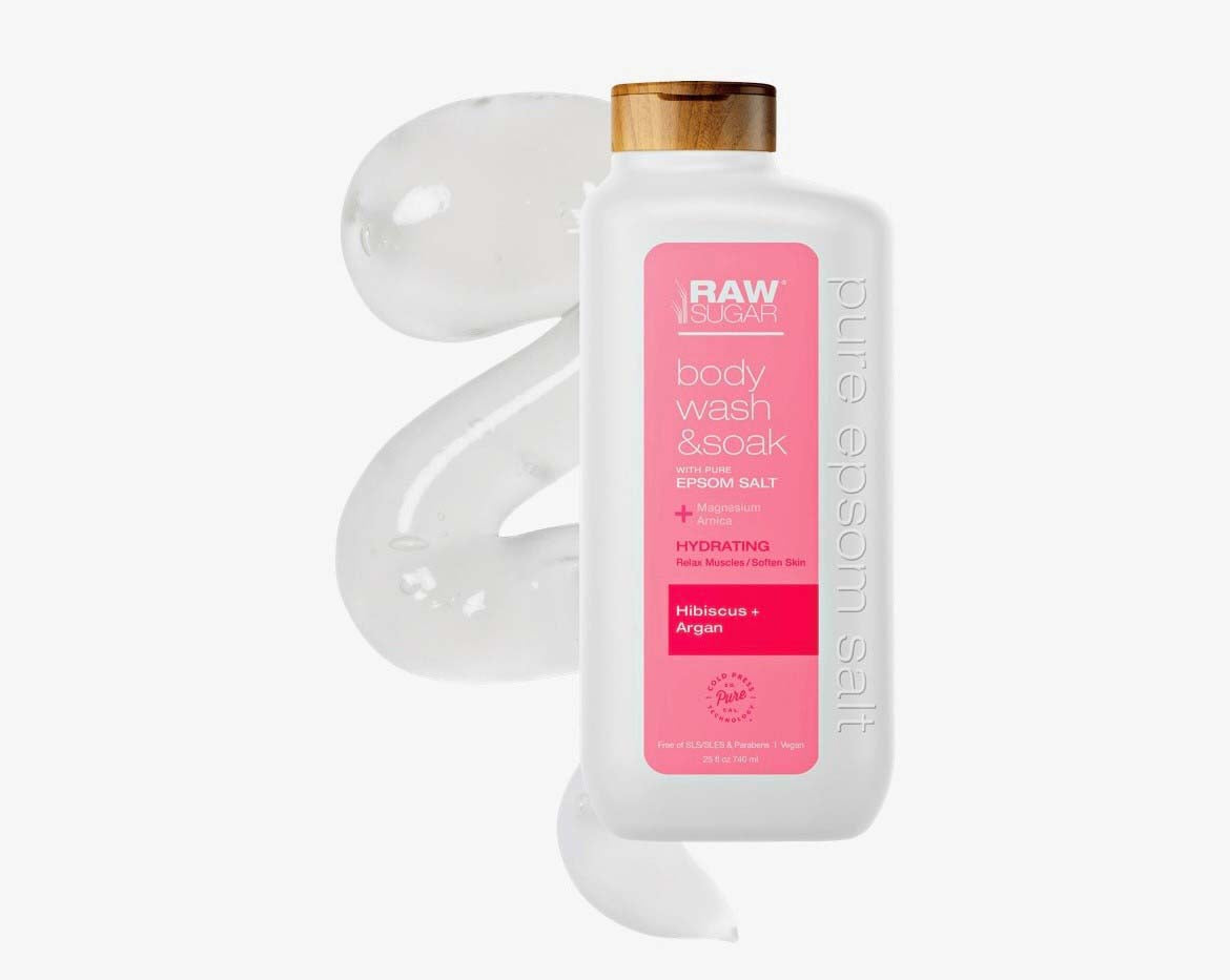 Raw sugar epsom salt body wash hibiscus + argan