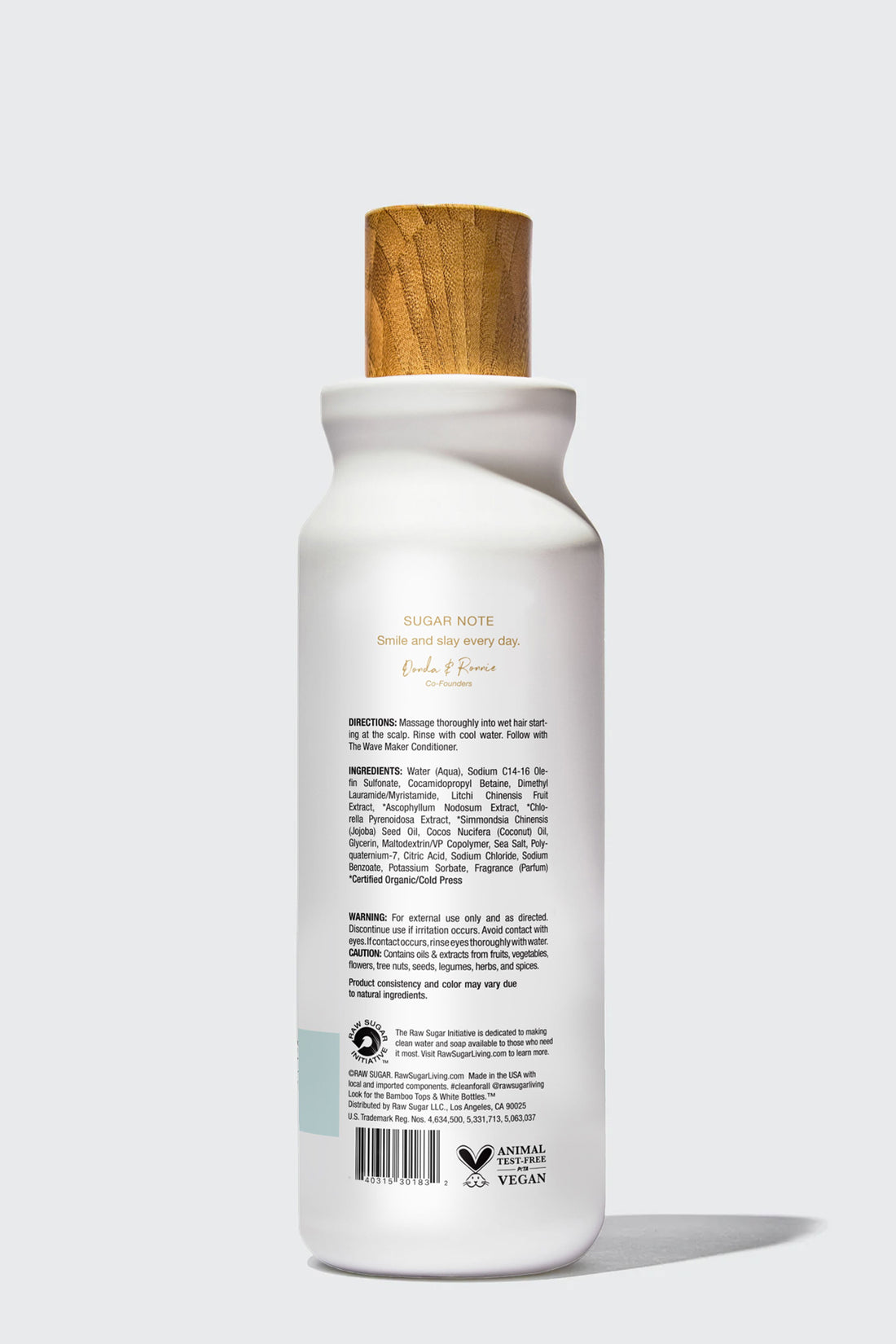 The Wave Maker Shampoo Sulfate Free Lychee + Coconut Milk back of package