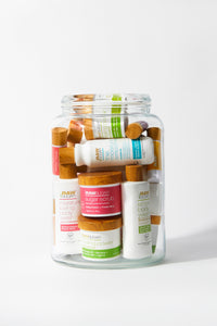 jar of mini products, paraben free sulfate free