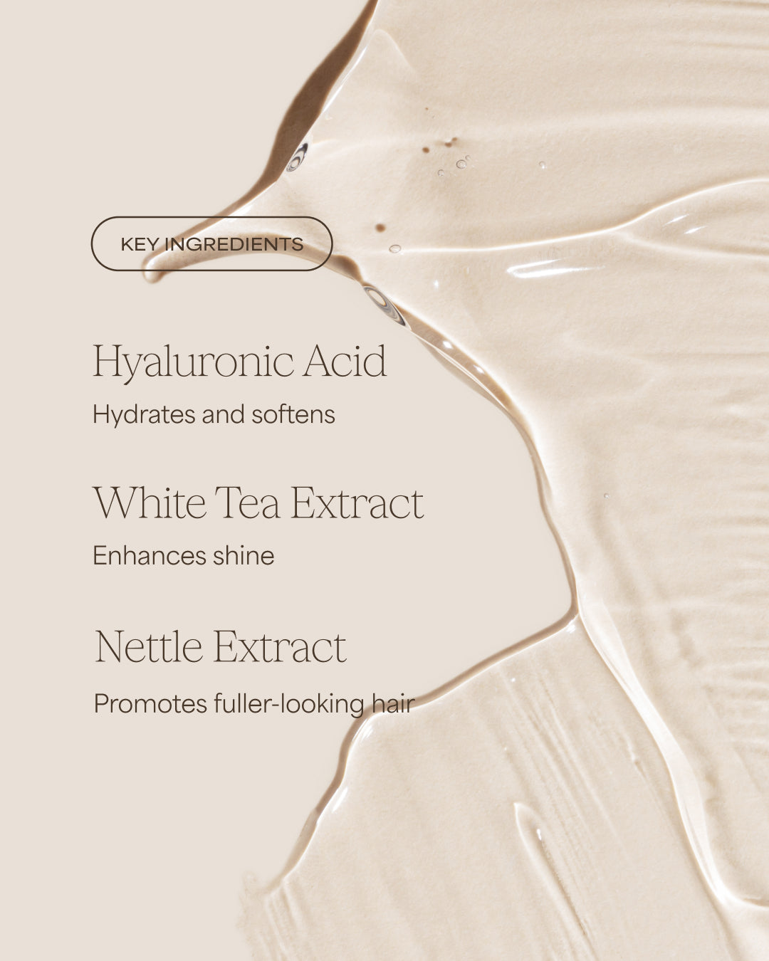 Product packaging with key ingredients listed on a beige background