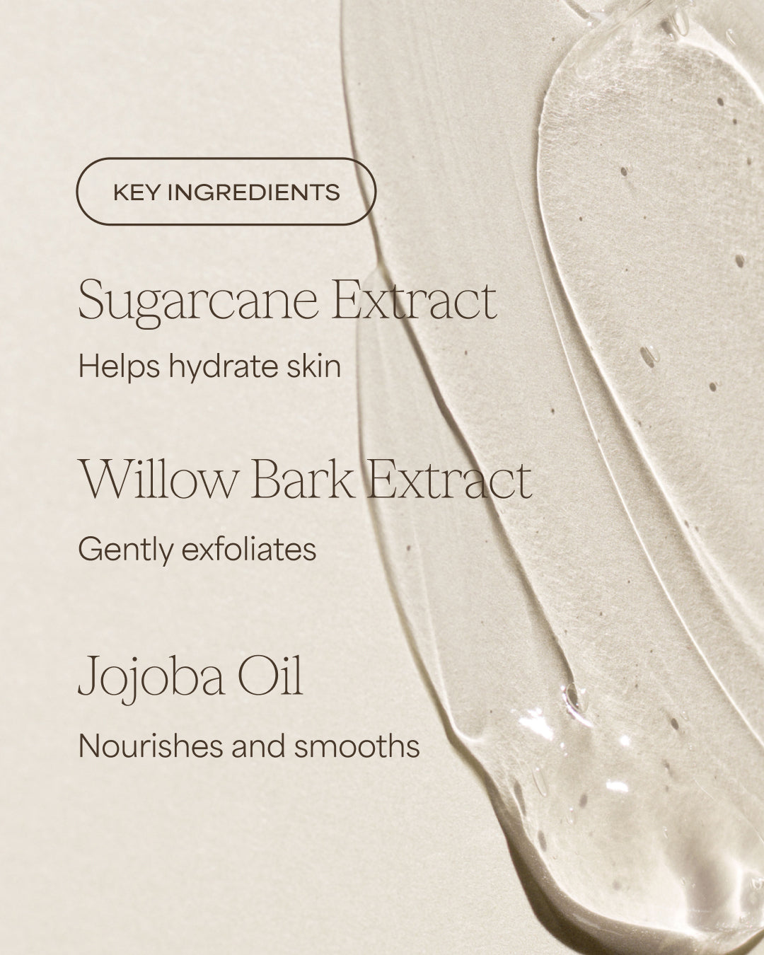 Raw Sugar Body Wash key ingredients listed on a beige background