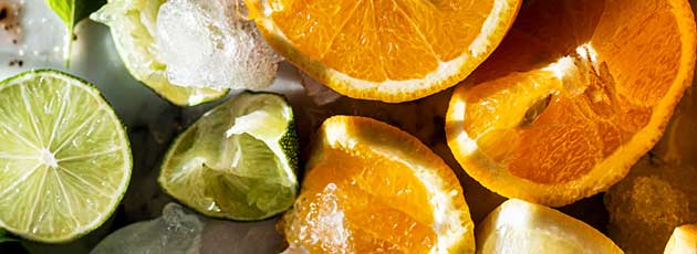 clean ingredients lime, orange slices