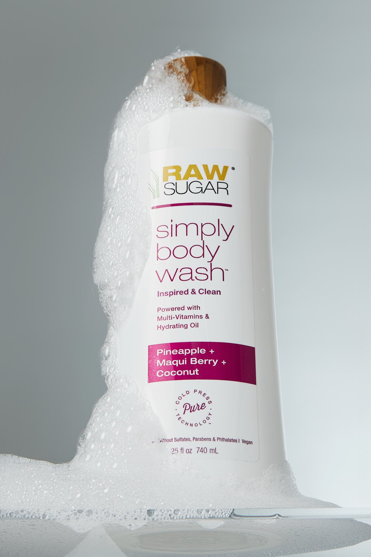 under view of body wash with suds