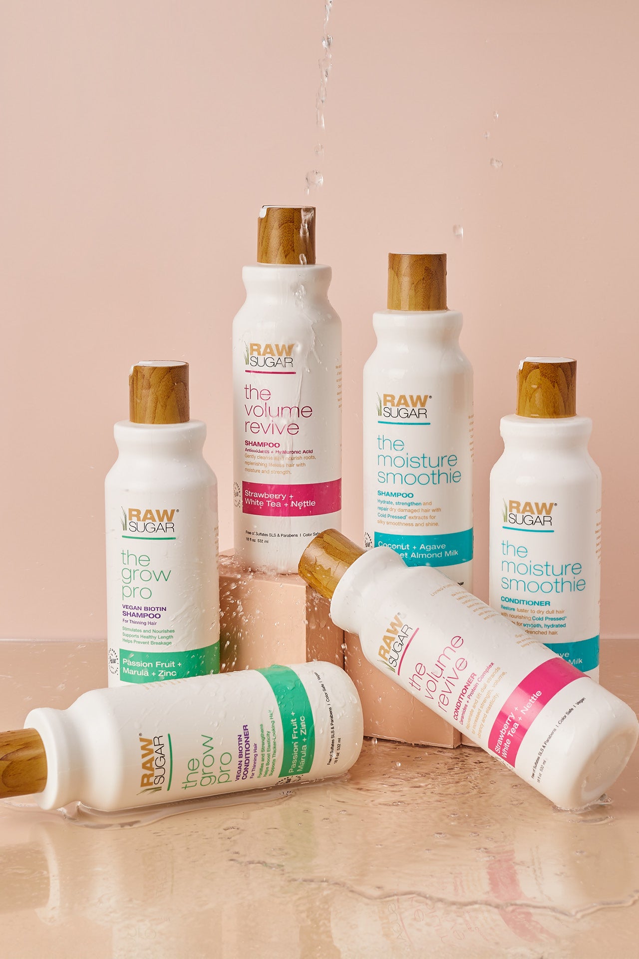 mix of shampoo and conditioners with water, clean ingredients