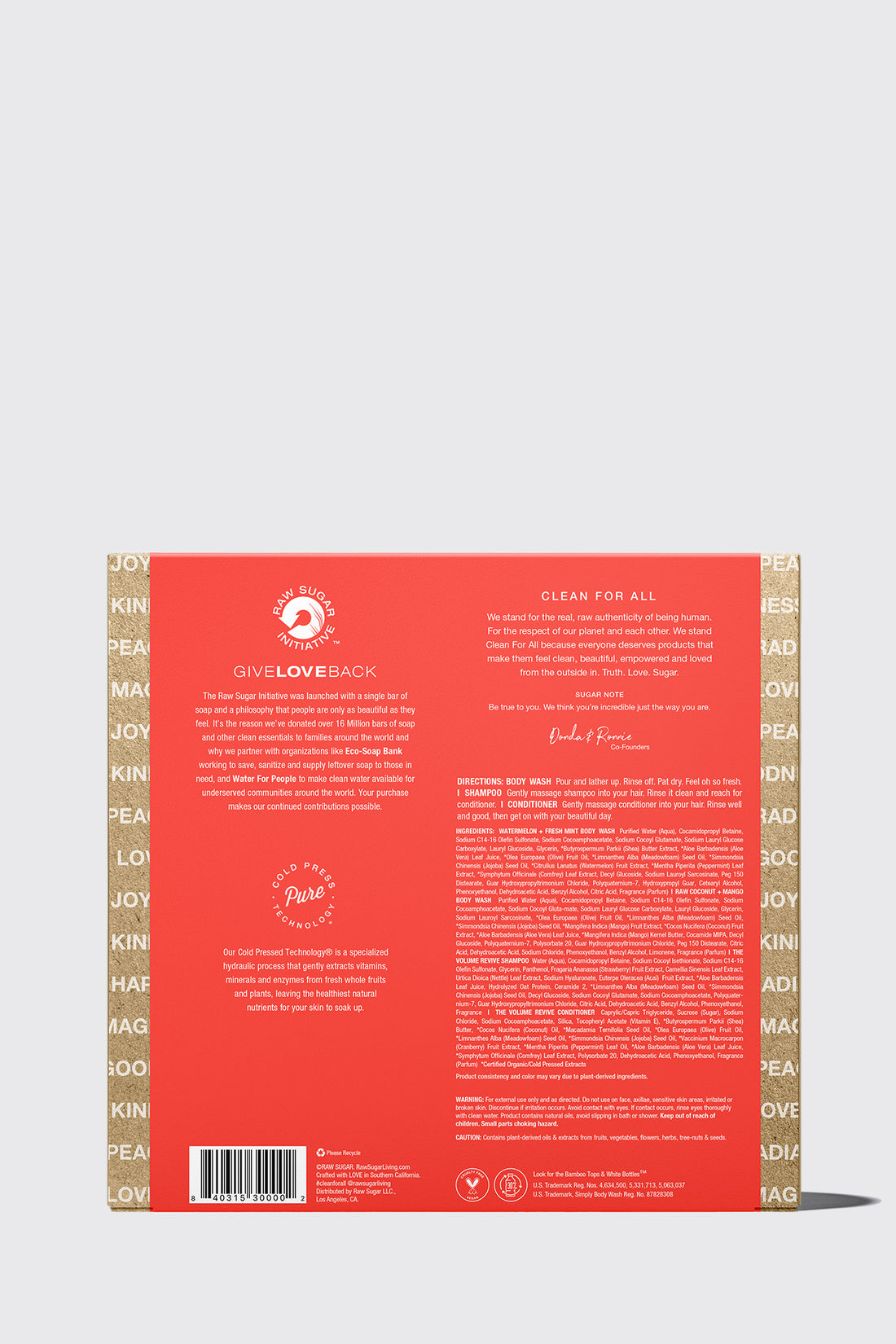 back of raw joy holiday gift box