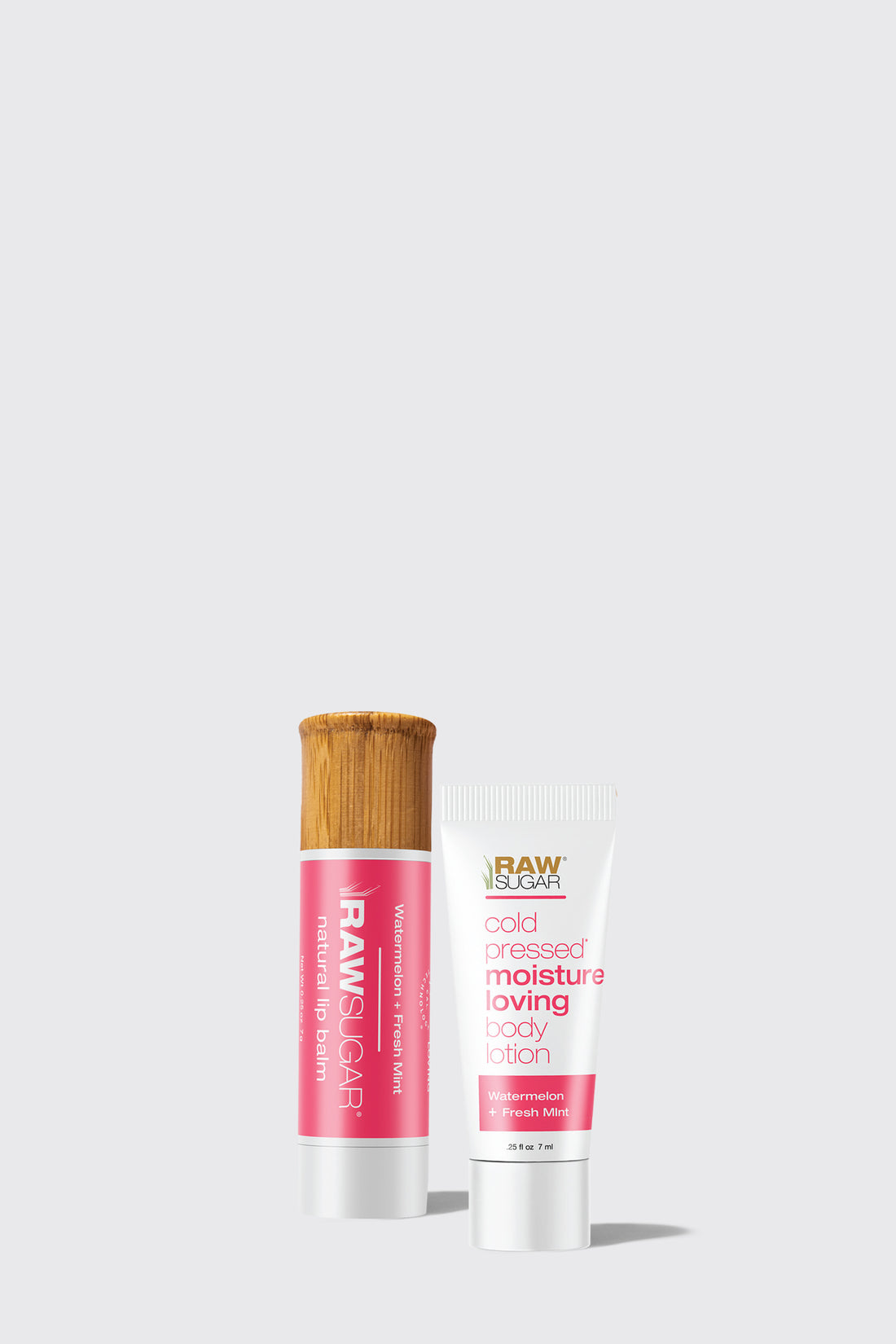 raw lush watermelon + fresh mint lotion + lip balm duo