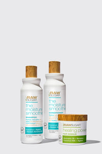 components of raw magic gift box shampoo conditioner and hair masque