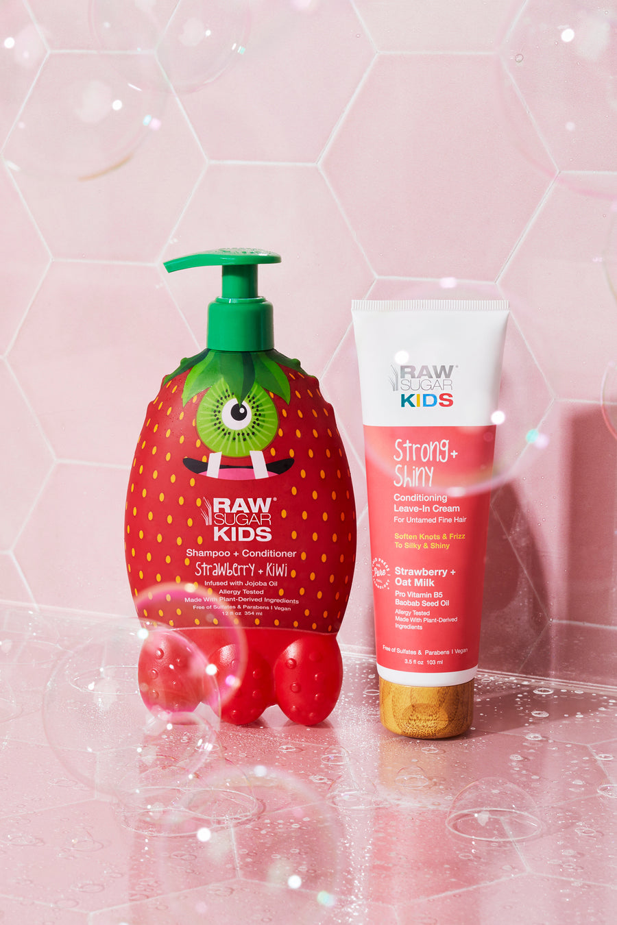 kids strawberry products with bubbles