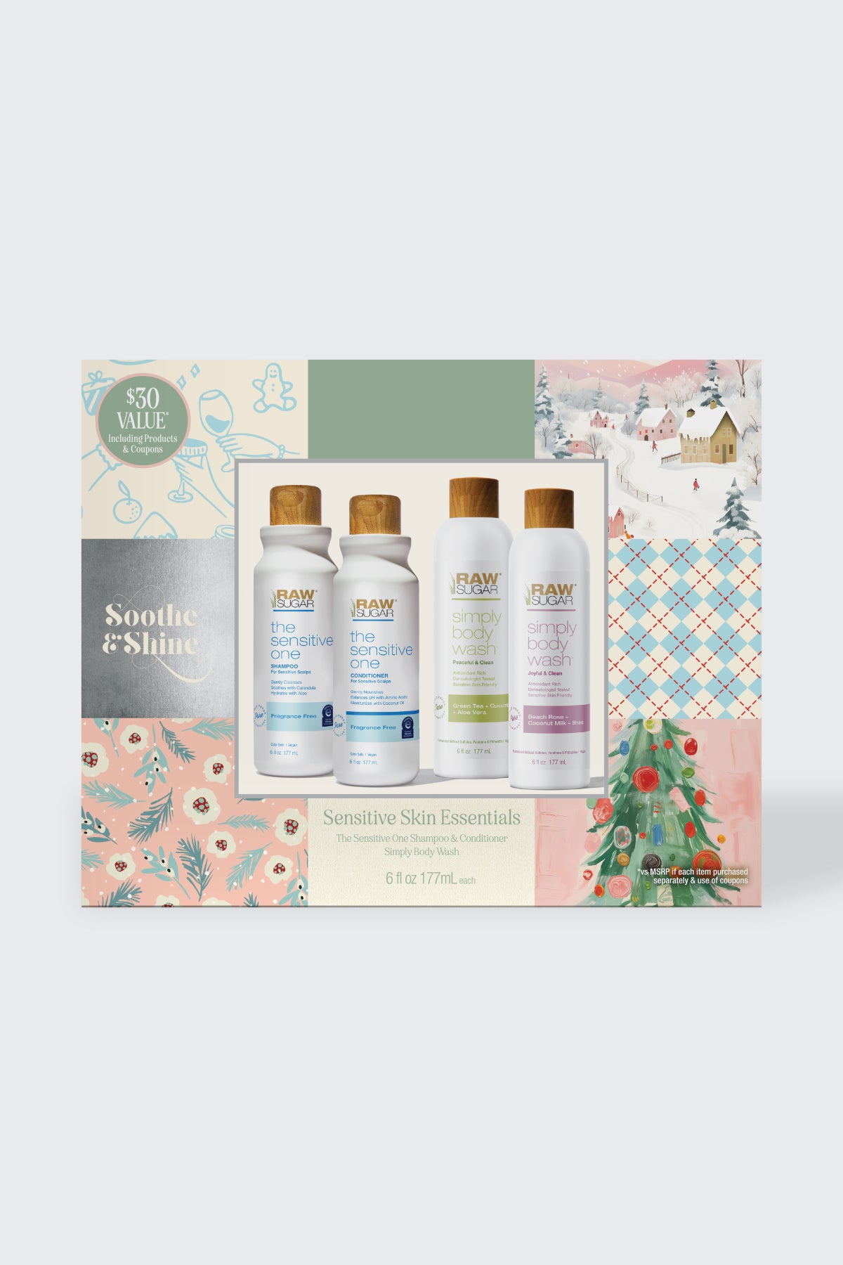 Soothe & Shine Sensitive Skin Essentials - Lightly-Scented - 4 Piece
