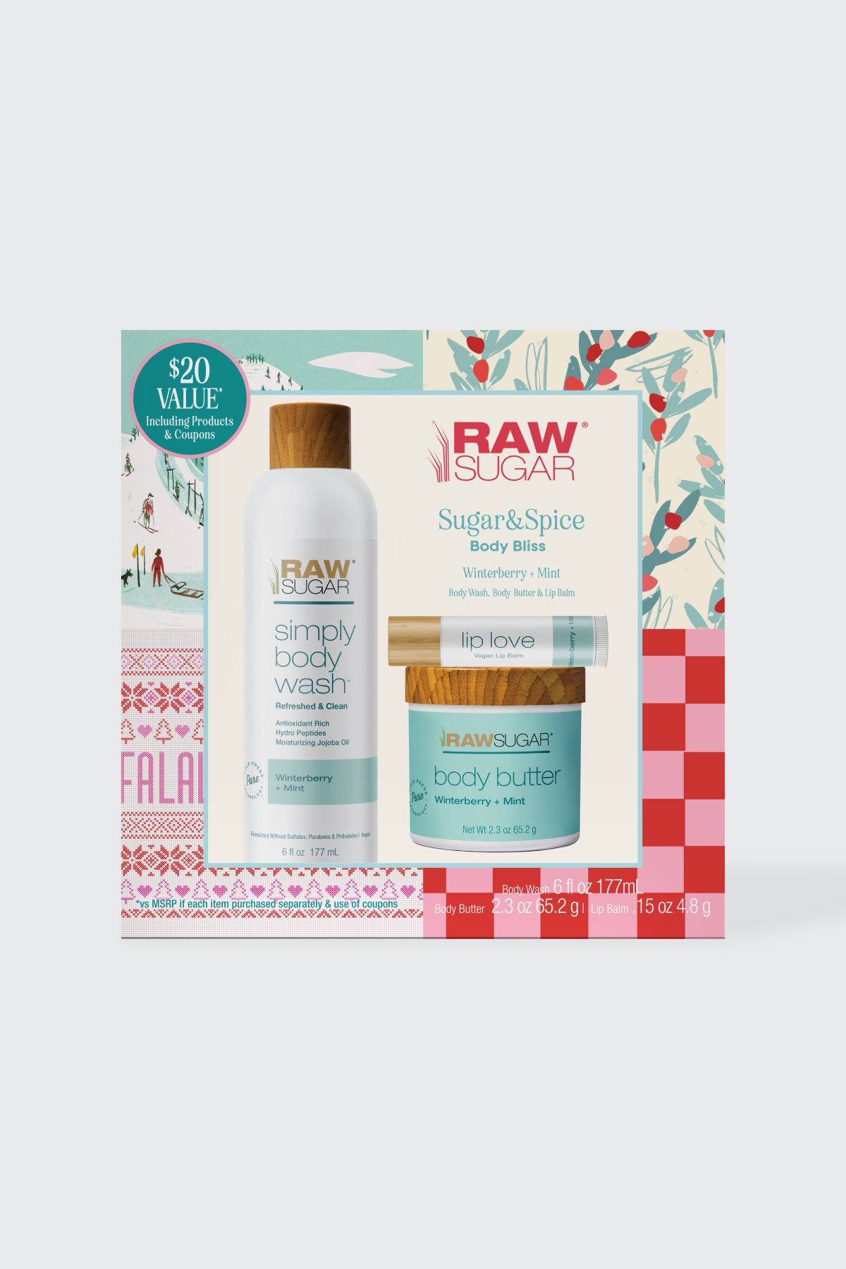 Sugar & Spice Body Bliss Kit | Winterberry + Mint | 3 Piece Set