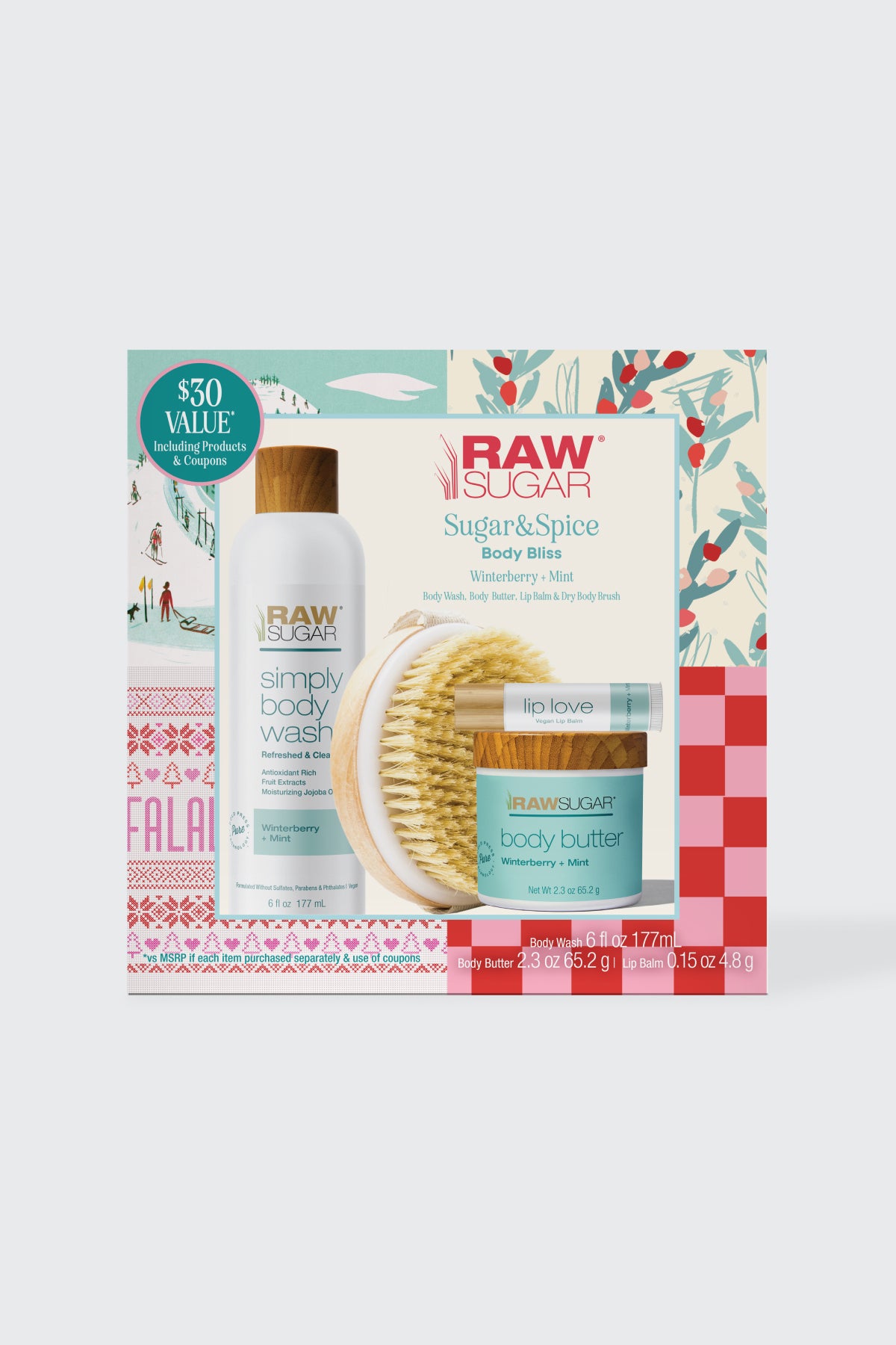 Sugar & Spice Body Bliss Kit | Winterberry + Mint | 4 Piece Set