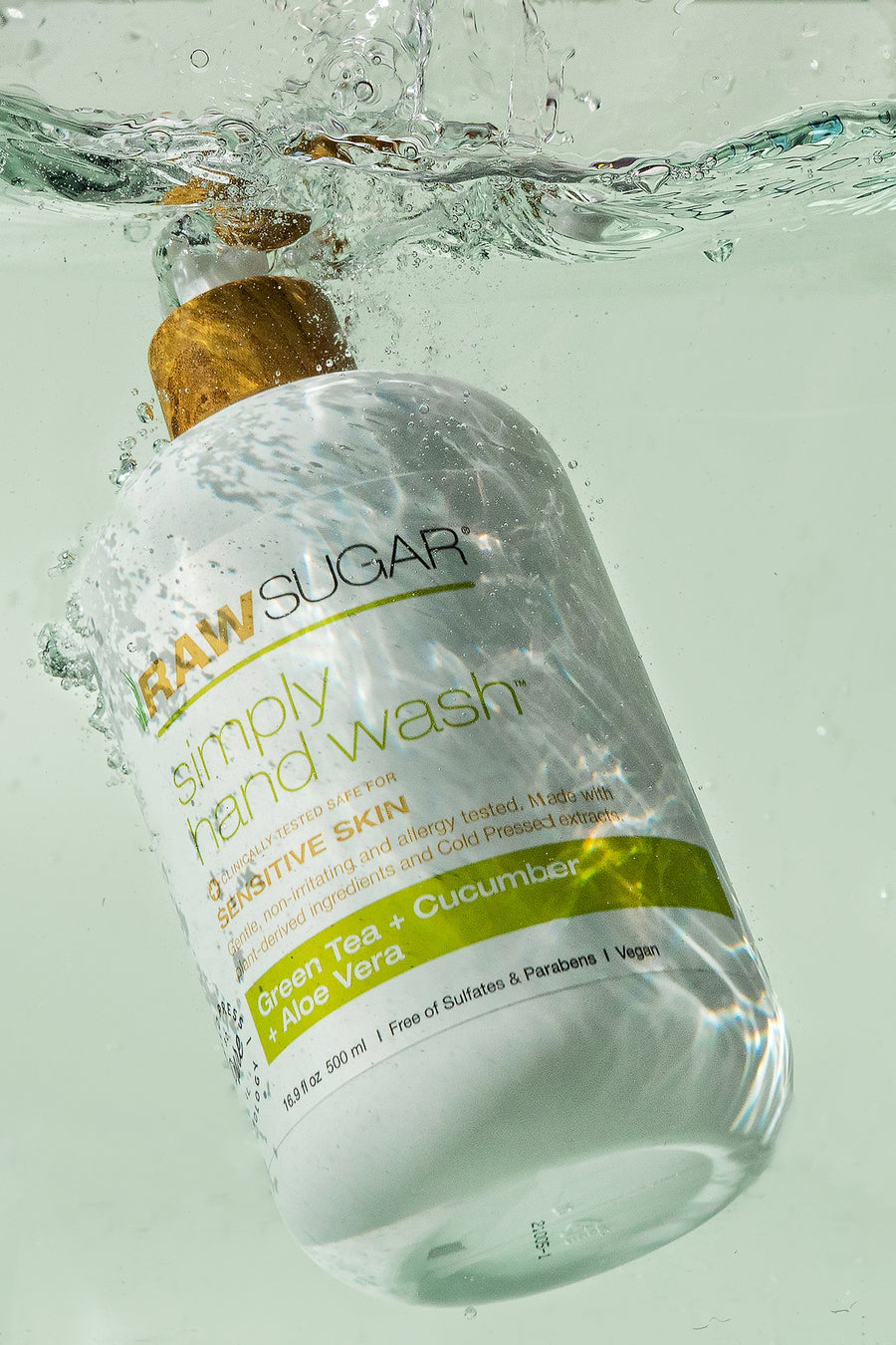 green tea hand wash underwater