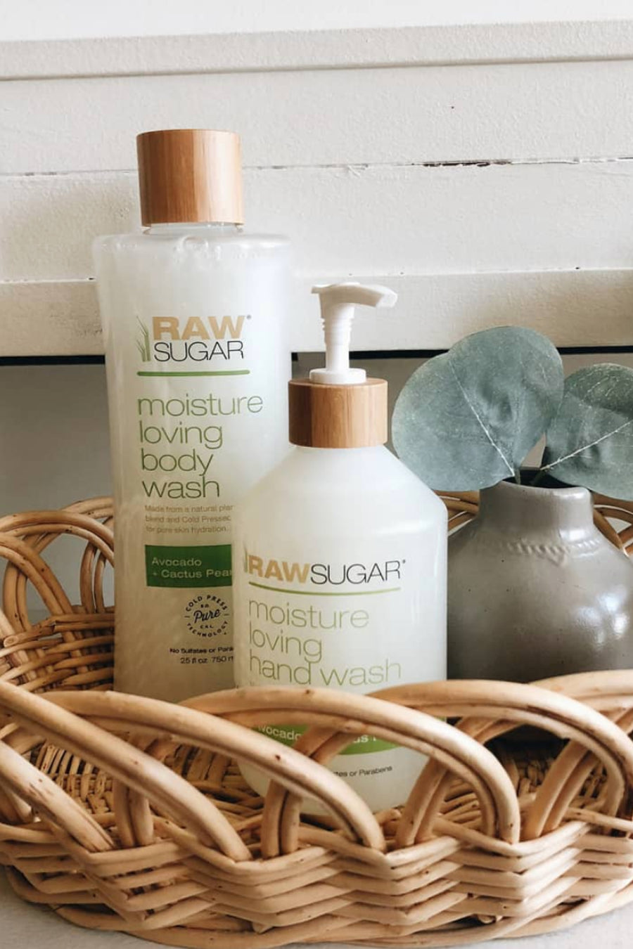 body wash and hand wash in basket