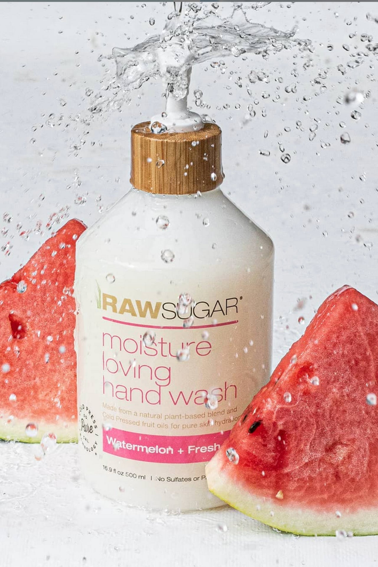 Watermelon and Mint Hand Wash under water with watermelon