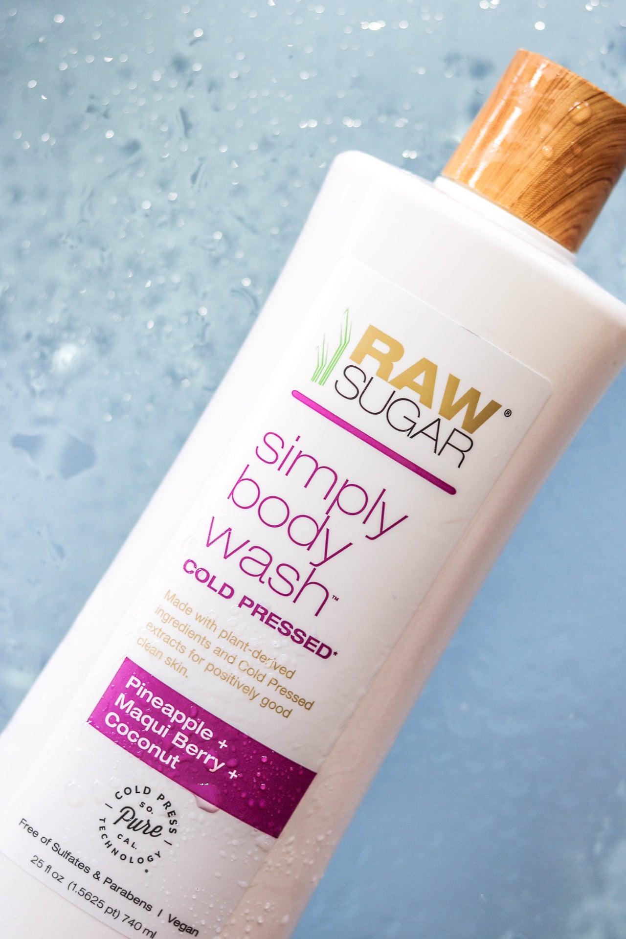 Raw Sugar Body Wash floating in water